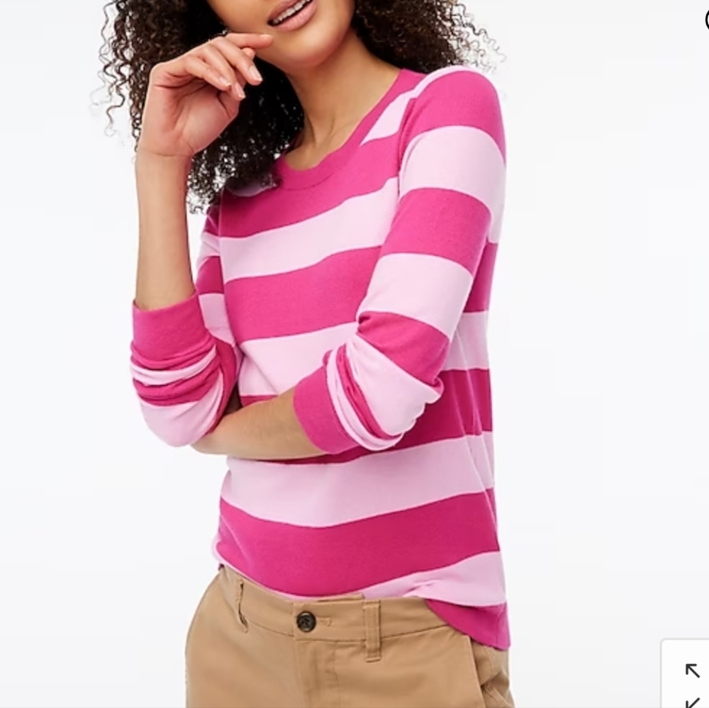 J. Crew Surfer stripe Teddie Blue Lavender sweater Item BG214 Size Large